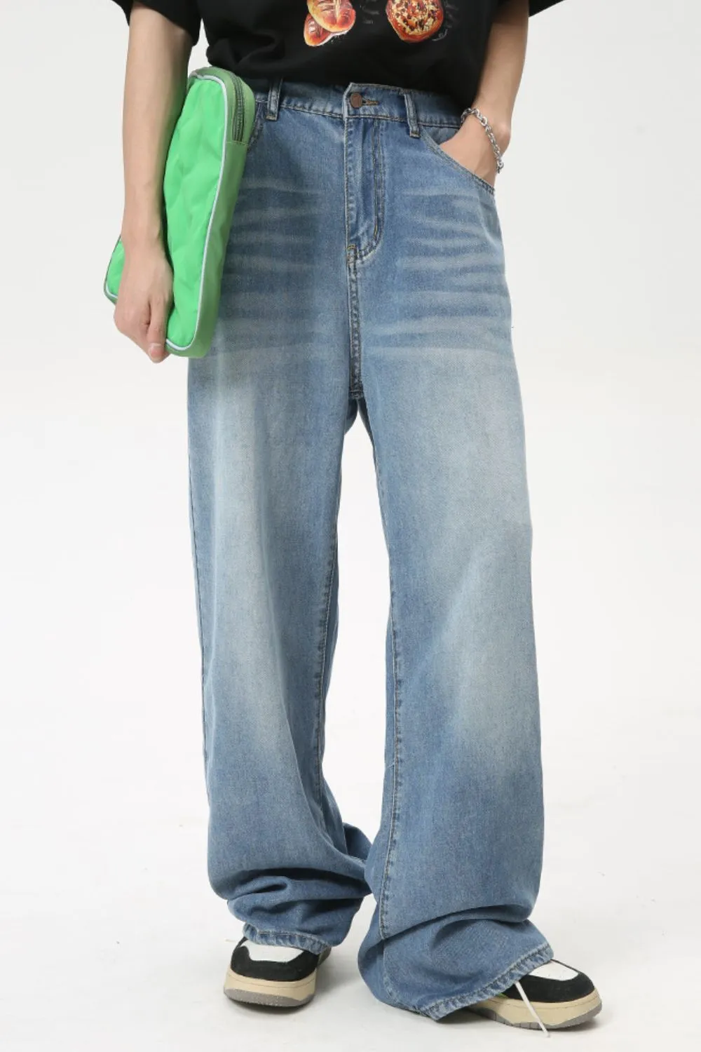 Men's Washed Straight Jeans, image 2