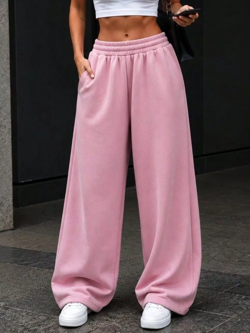 Elastic Waist Wide-Leg Sweatpants, image 11