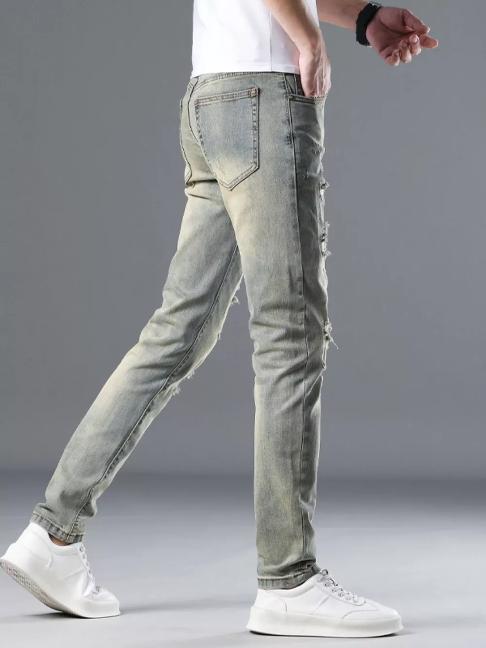 Men's Distressed Slim Fit Jeans, image 7