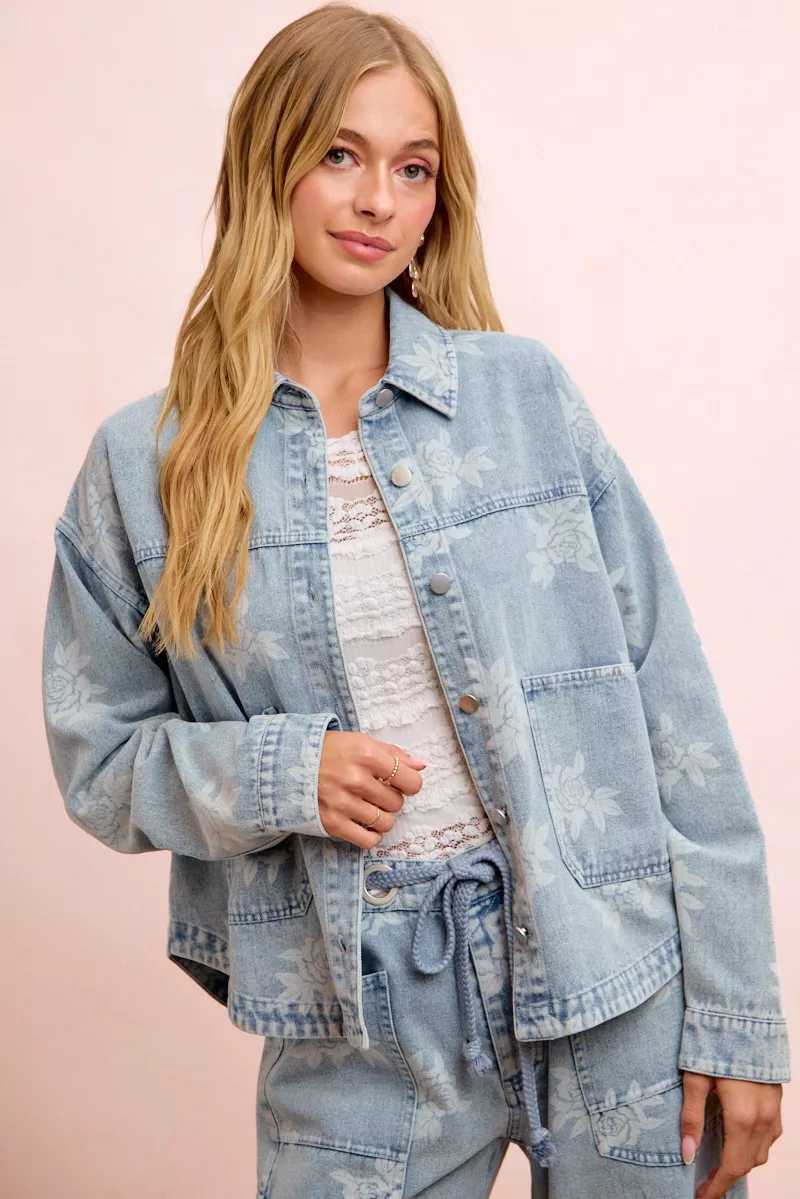 BiBi Printed Washed Denim Jacket With Pocket, image 4