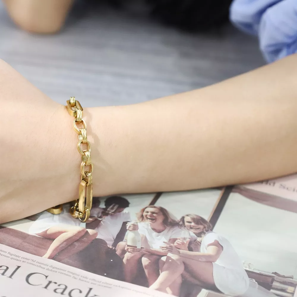 18K Gold-Plated Chunky Gold Chain Link Bracelet, image 5