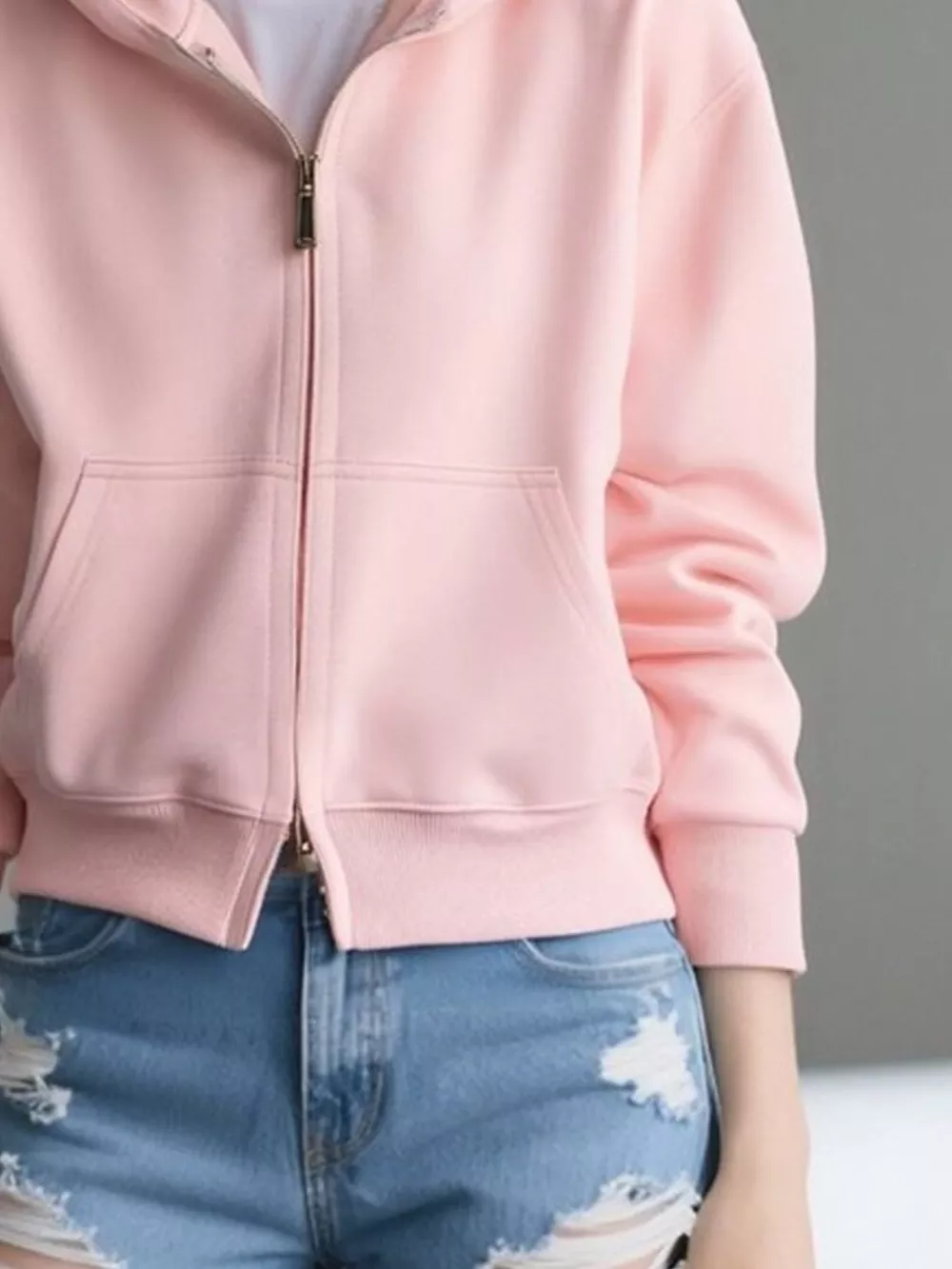 Full Size Casual Zip-Up Long Sleeve Hoodie Plus Size, image 5
