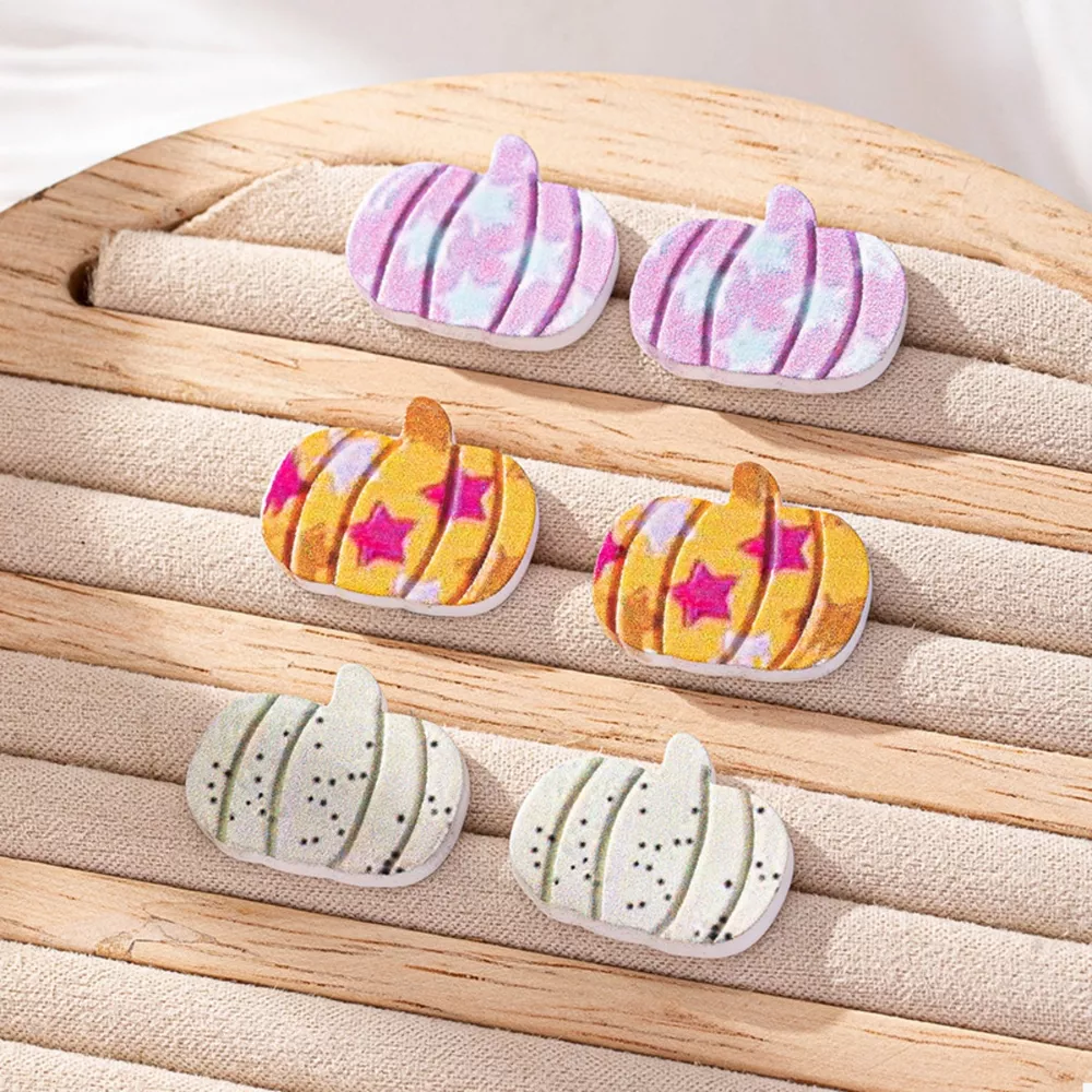 3 Piece Halloween Pumpkin Stud Earrings, image 3
