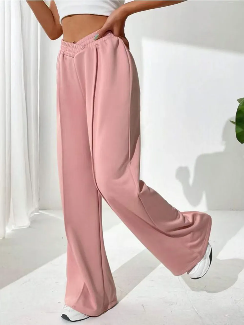 Elastic Waist Wide Leg Pants, image 10