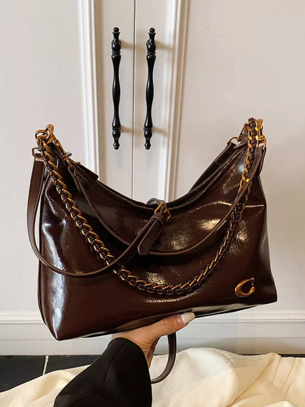 Leather Chain Shoulder Bag, image 2
