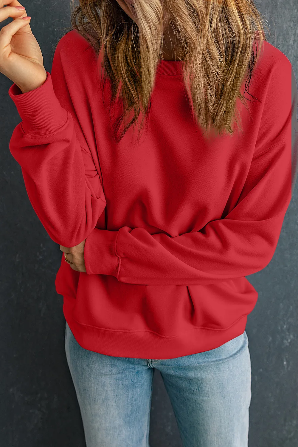 Round Neck Dropped Shoulder Sweatshirt, image 8
