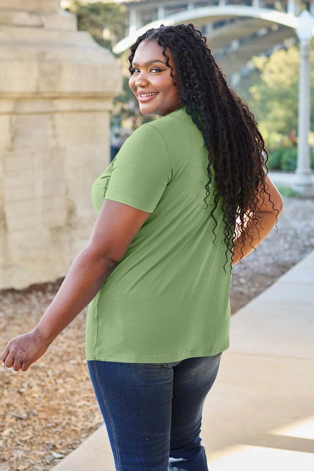 Bamboo Full Size V-Neck Short Sleeve T-Shirt, image 7