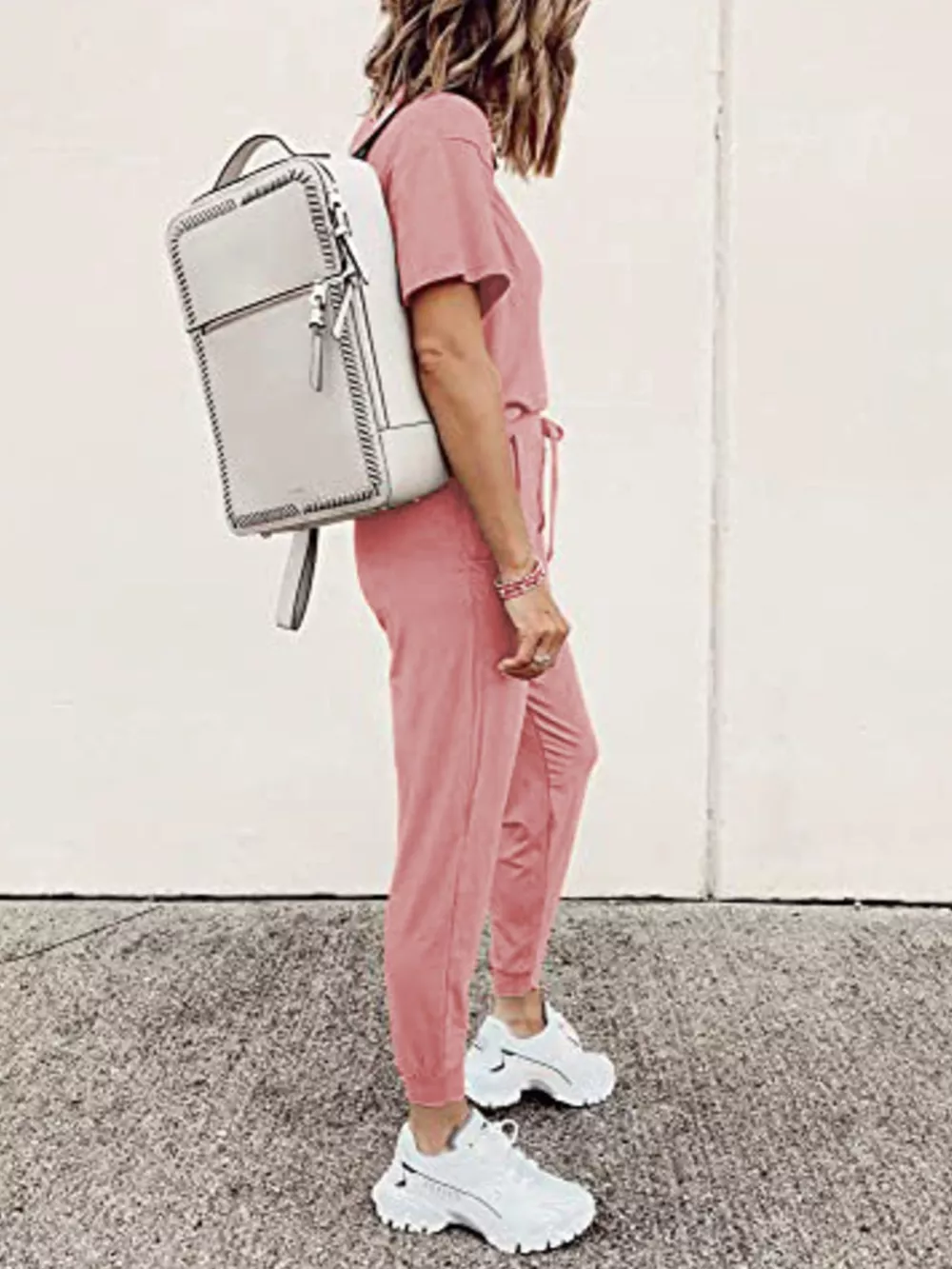 Full Size Round Neck Top and Drawstring Pants Set Plus Size, image 3
