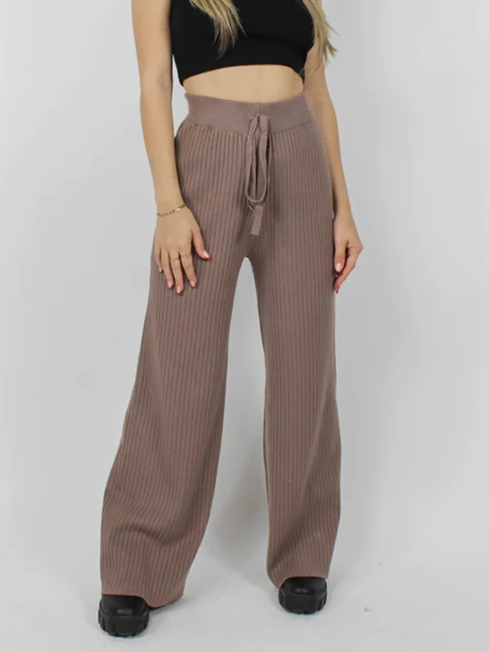 Ribbed Wide Leg Sweater Pants, image 7
