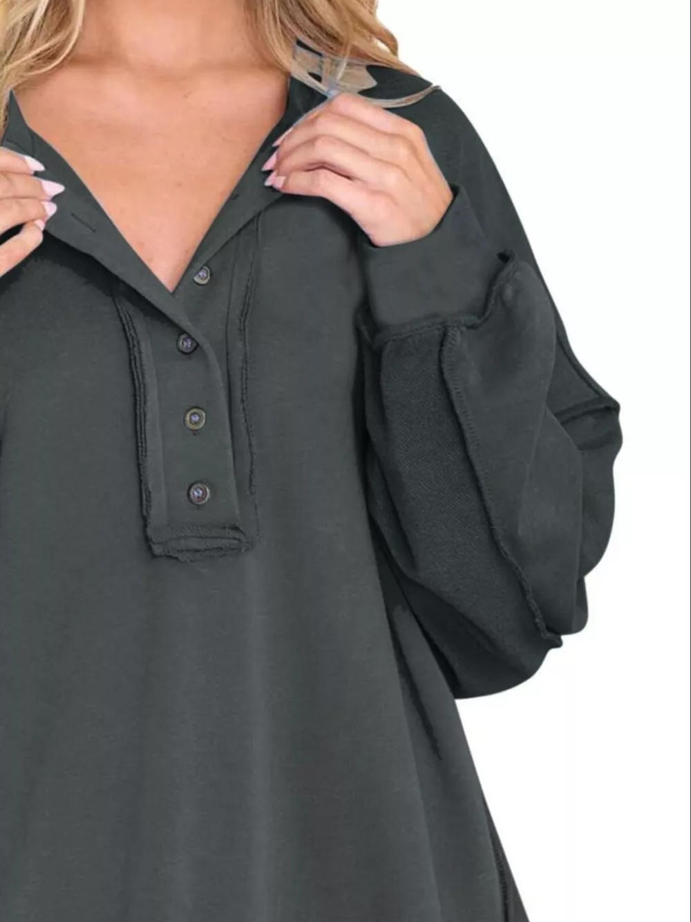 Half Snap Long Sleeve Sweatshirt, image 23