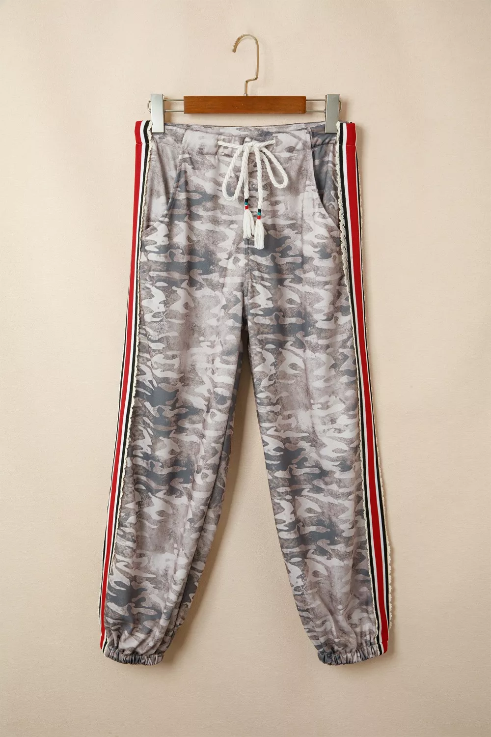 Camo Print Drawstring Waist Joggers, image 8