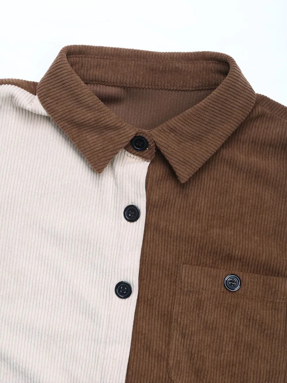 Pocketed Contrast Collared Neck Long Sleeve Shirt, image 3