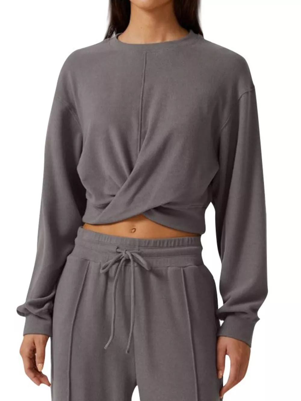 Twist-Front Long Sleeve Top and Pants Set, image 5