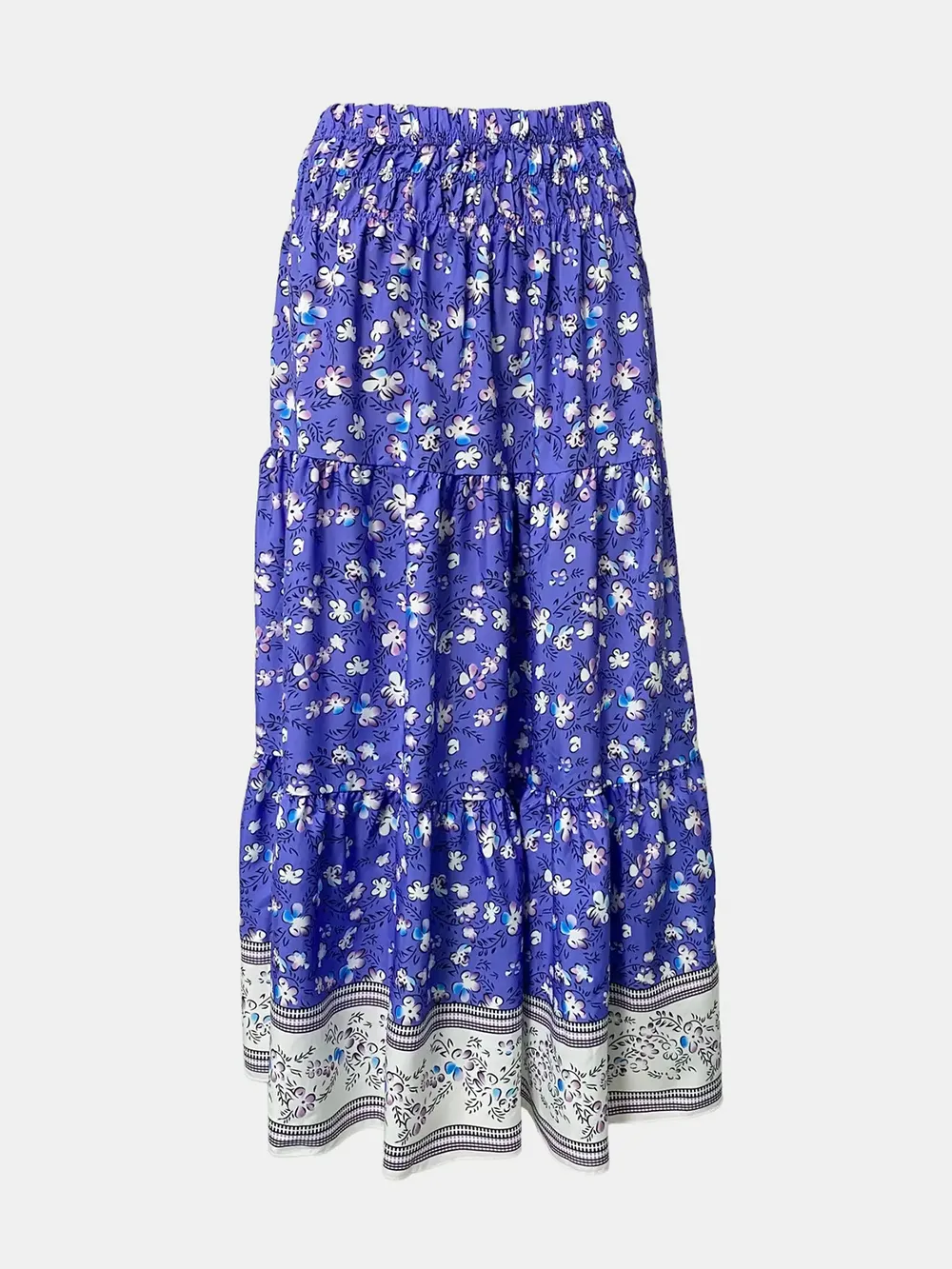 Full Size Tiered Printed Elastic Waist Skirt, image 5