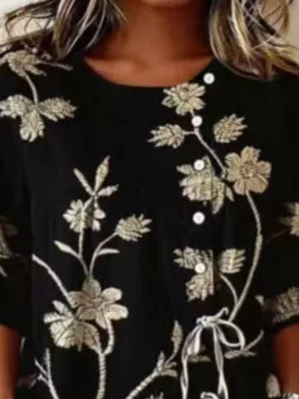 Full Size Embroidered Floral Tie Front Shirt Plus Size, image 11