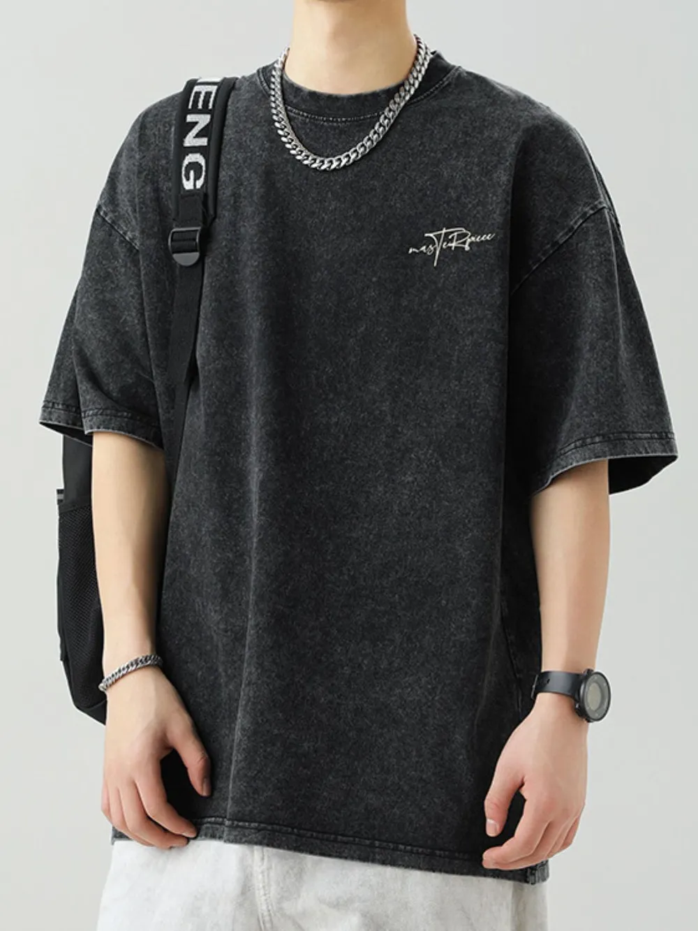 Men's Plus Size Round Neck Letter Graphic T-Shirt, image 3