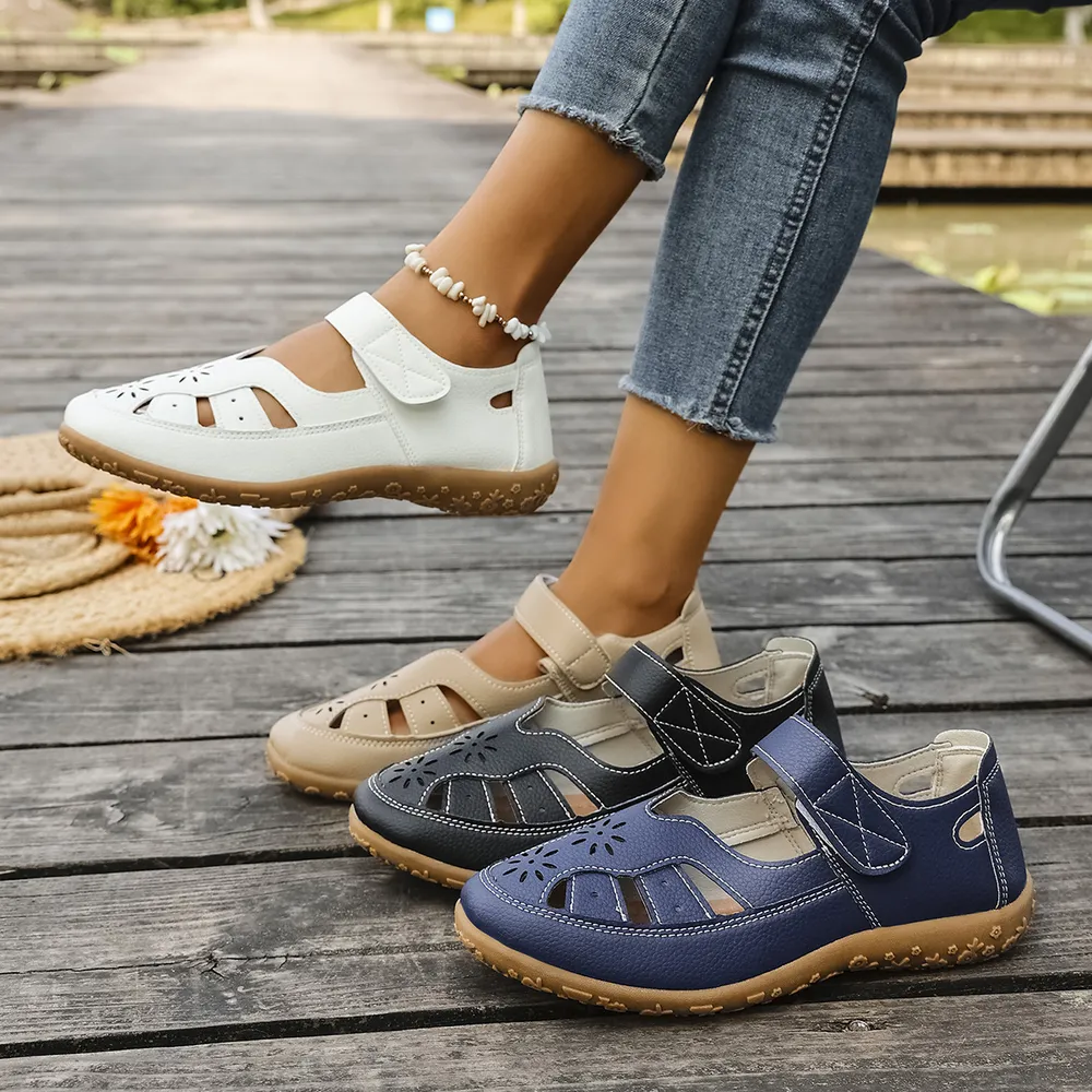 Cutout Velcro Straps Sandals, image 2