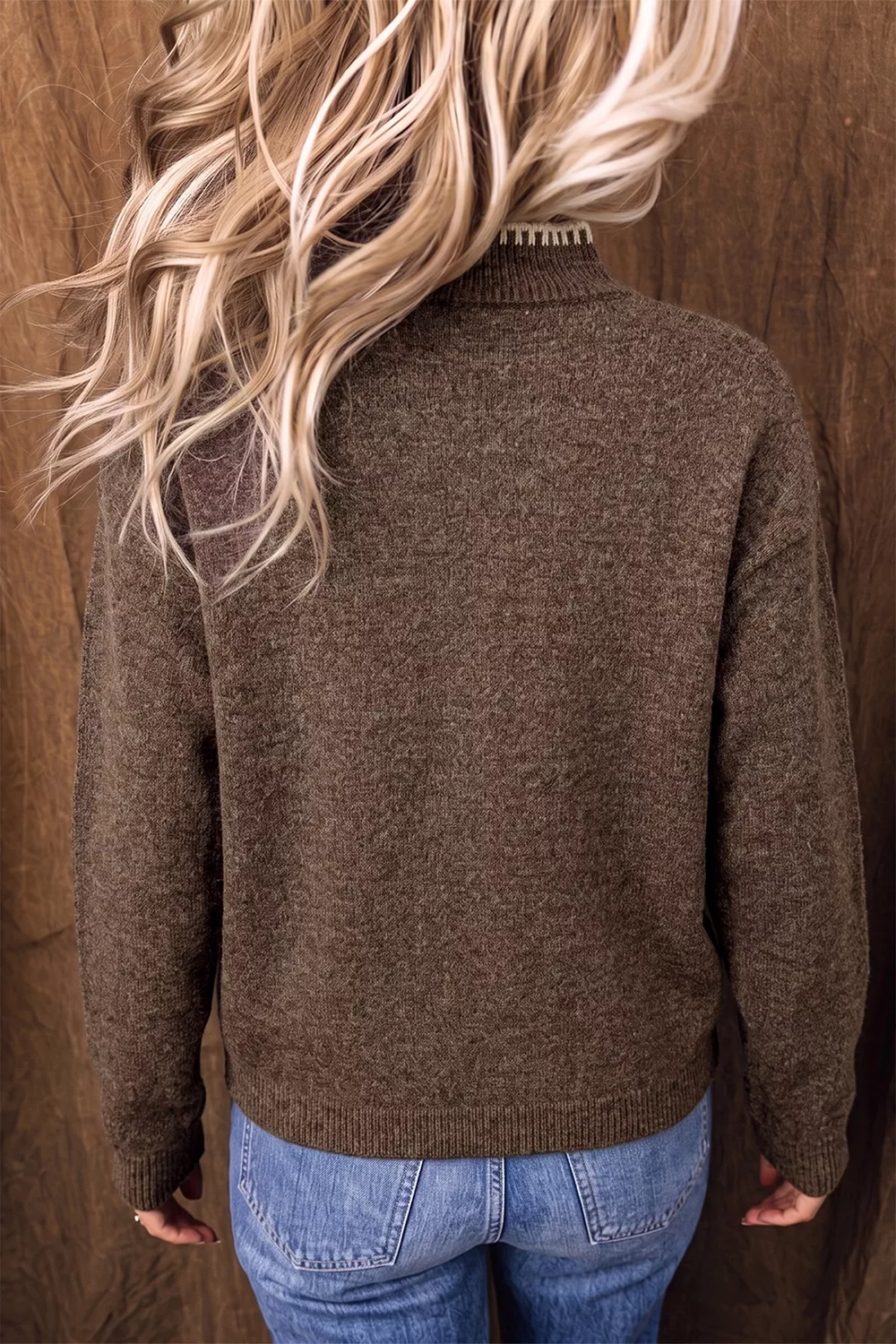 Floral Mock Neck Long Sleeve Sweater, image 3