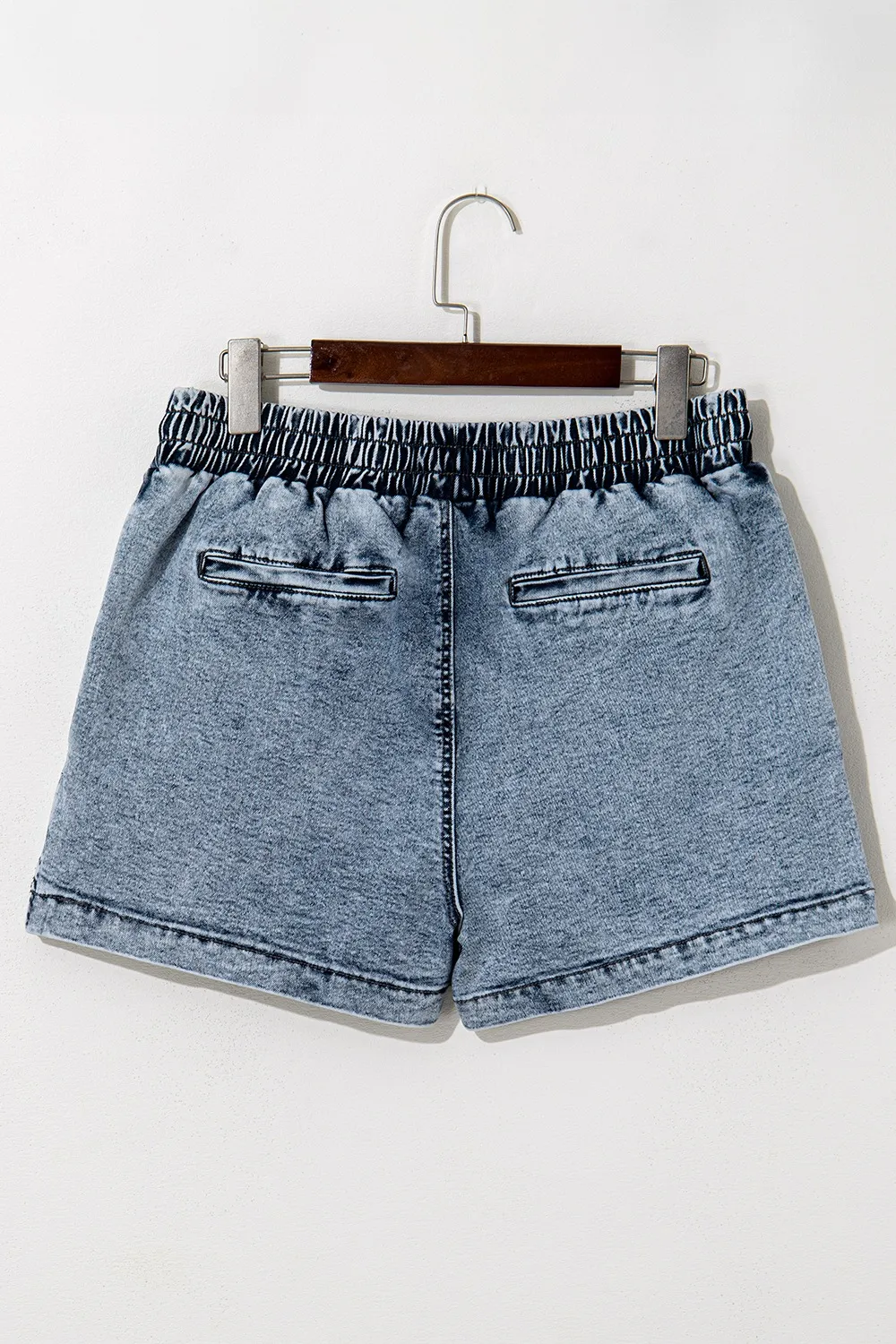 Drawstring High Waist Pocketed Denim Shorts, image 4