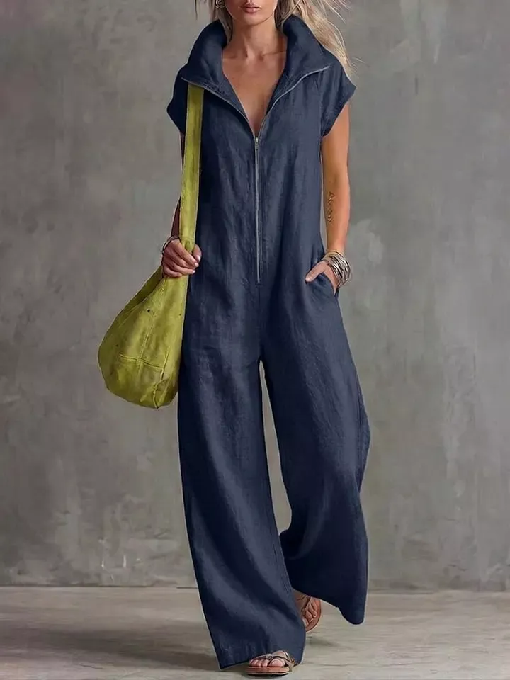 Full Size Zip Front Sleeveless Jumpsuit Plus Size, image 7
