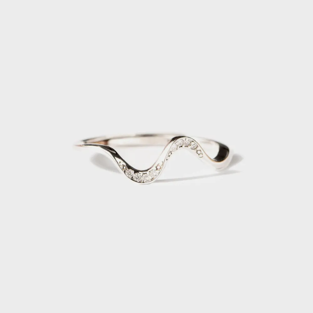 925 Sterling Silver Inlaid Zircon Wave Shape Ring, image 3