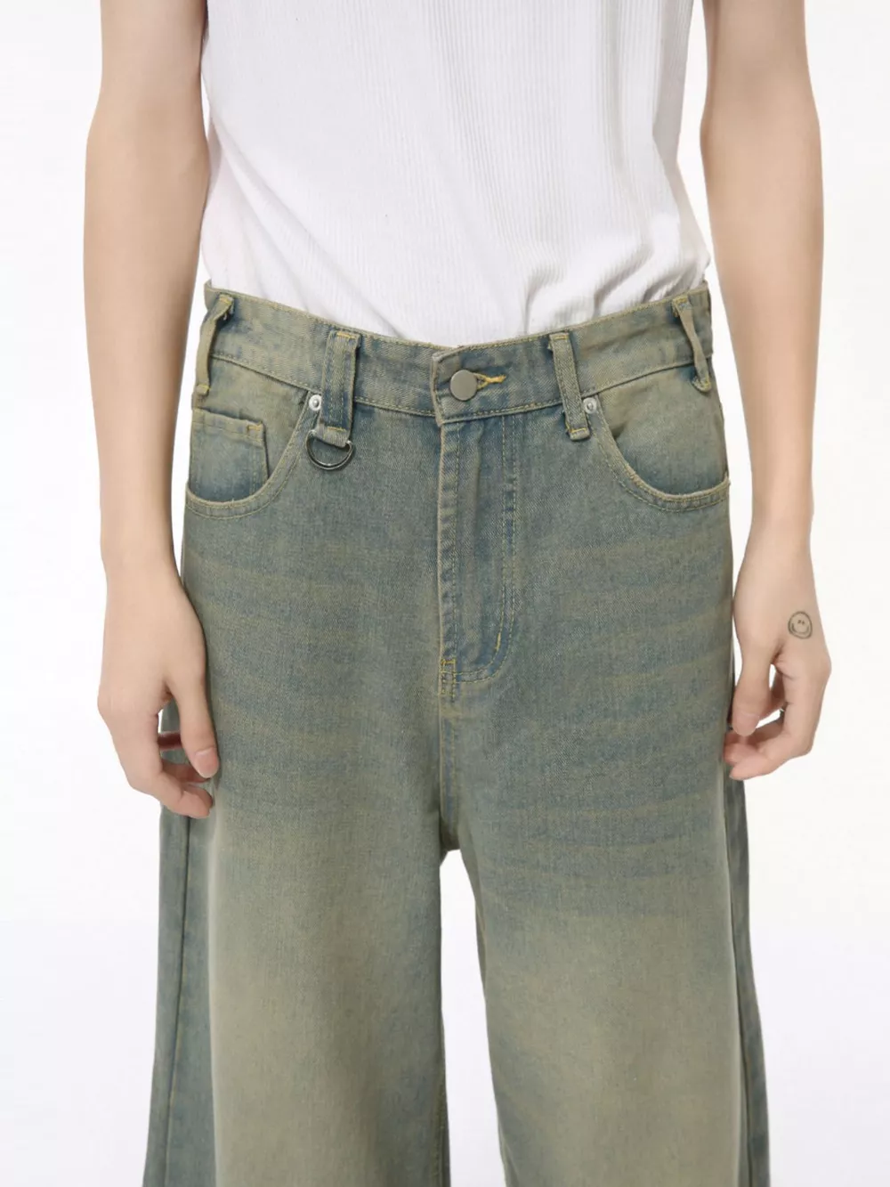 Men's Vintage Wash Wide Leg Jeans, image 4