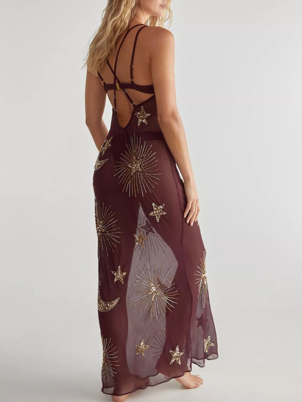 Sequin Backless Maxi Cover Up Dress, image 6