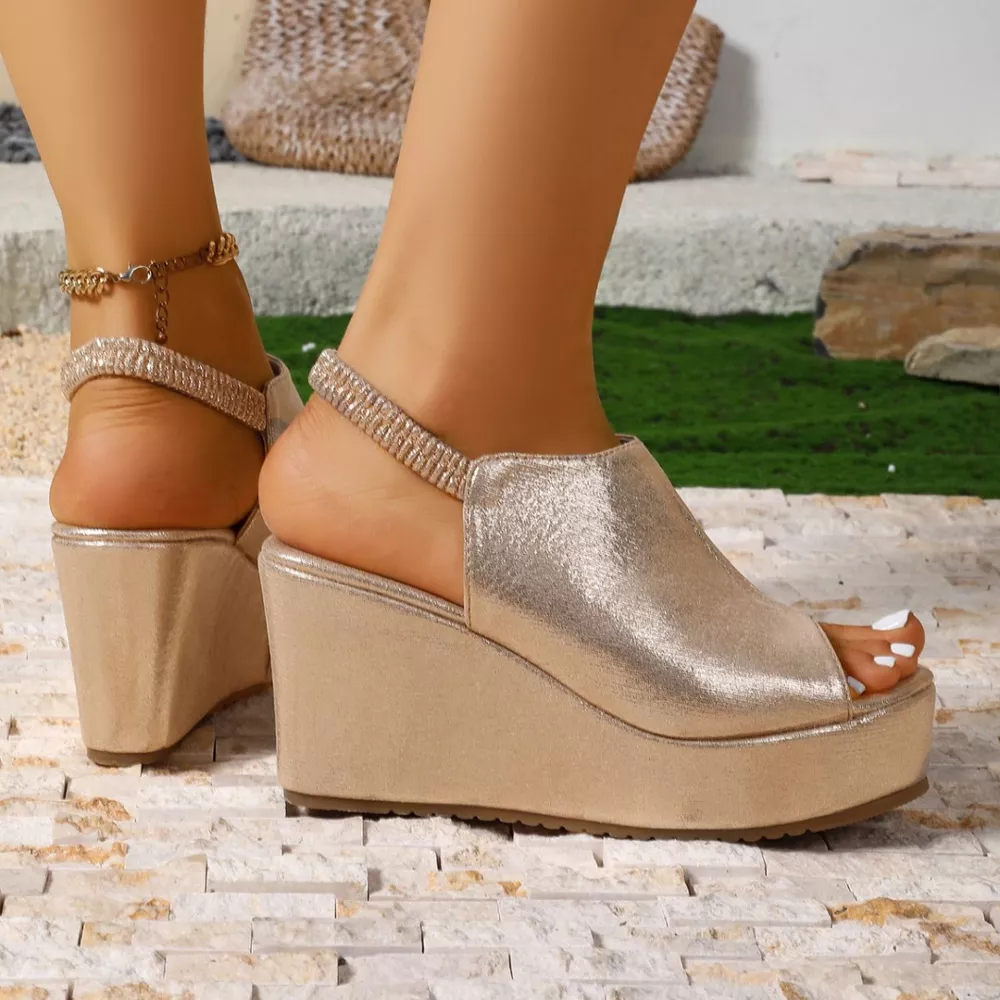 Peep Toe Wedge Sandals, image 7