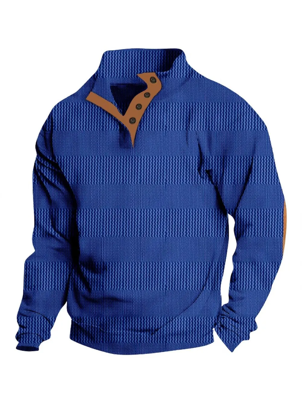 Men's Full Size Button Detail Long Sleeve Sweatshirt Plus Size, image 5
