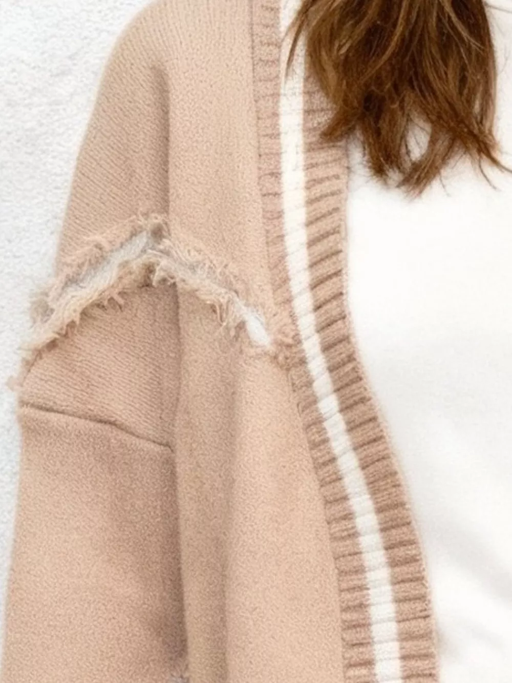Frayed Hem Open Front Cardigan, image 8