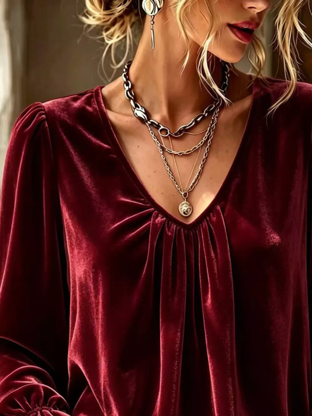 Full Size Ruched V-Neck Flounce Sleeve Blouse Plus Size, image 11