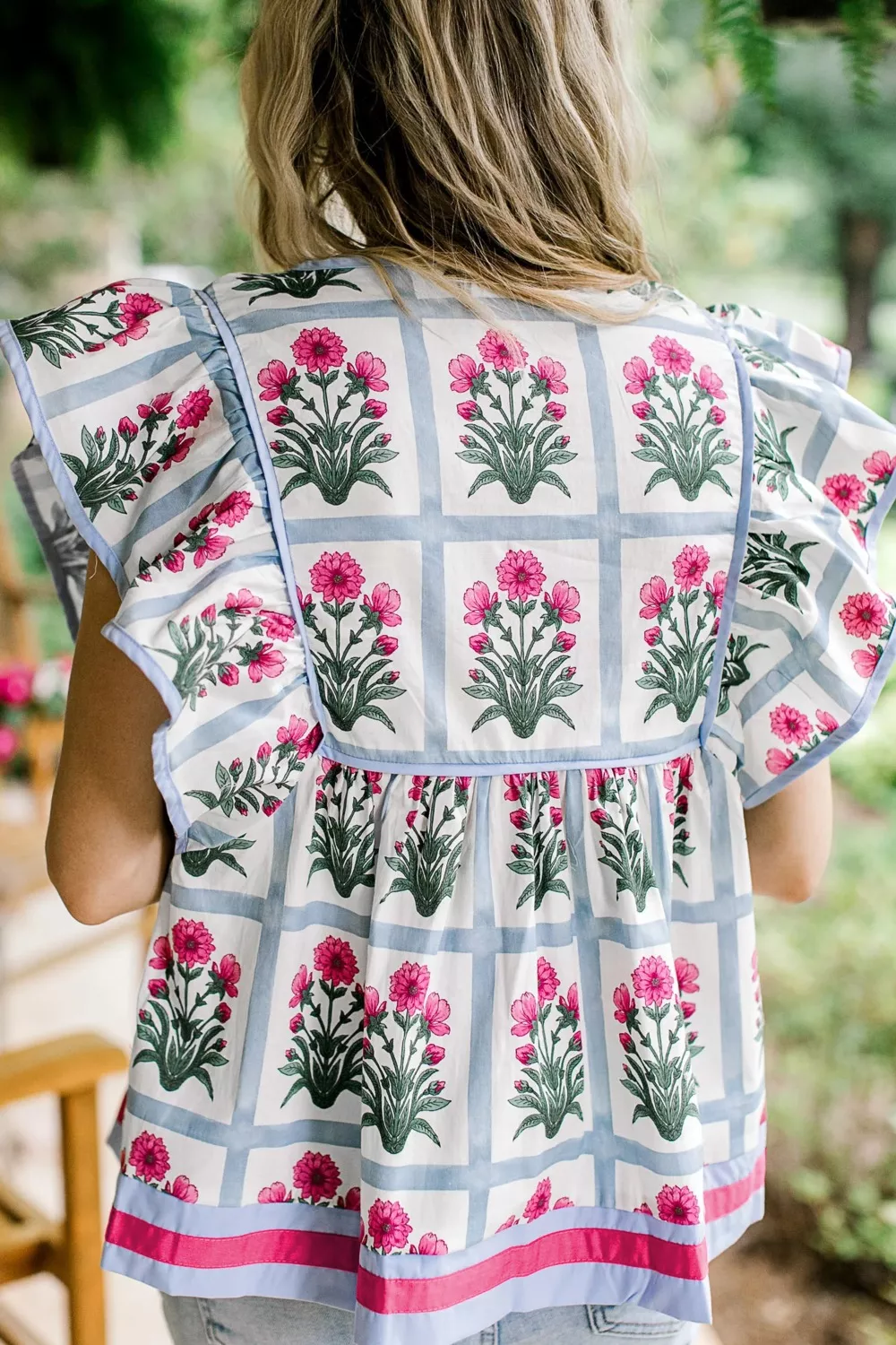 Floral Print Ruffle Sleeve Blouse, image 2