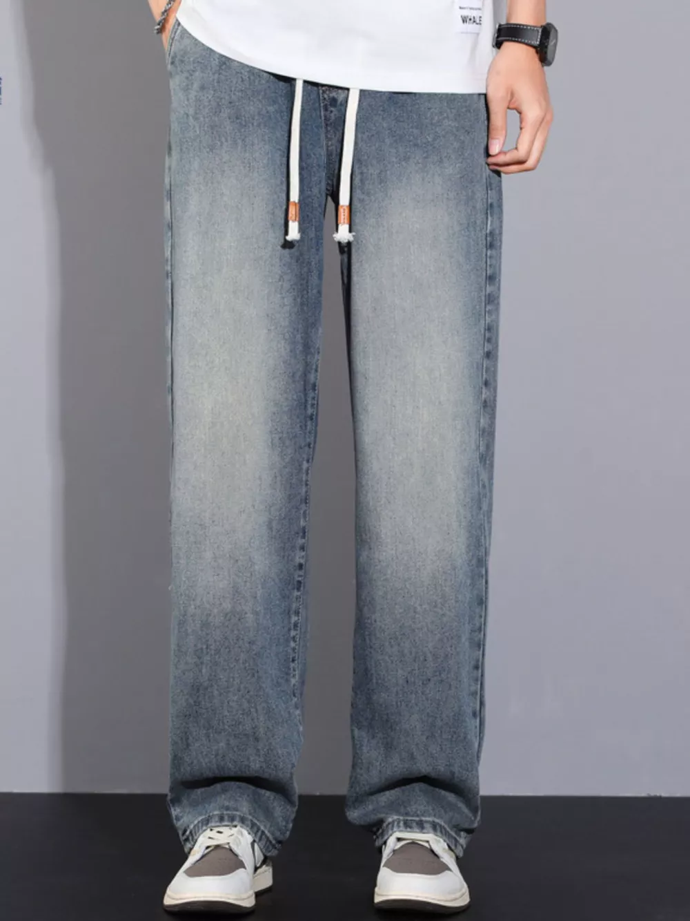 Men's Plus Size Pocketed Wide Leg Jeans