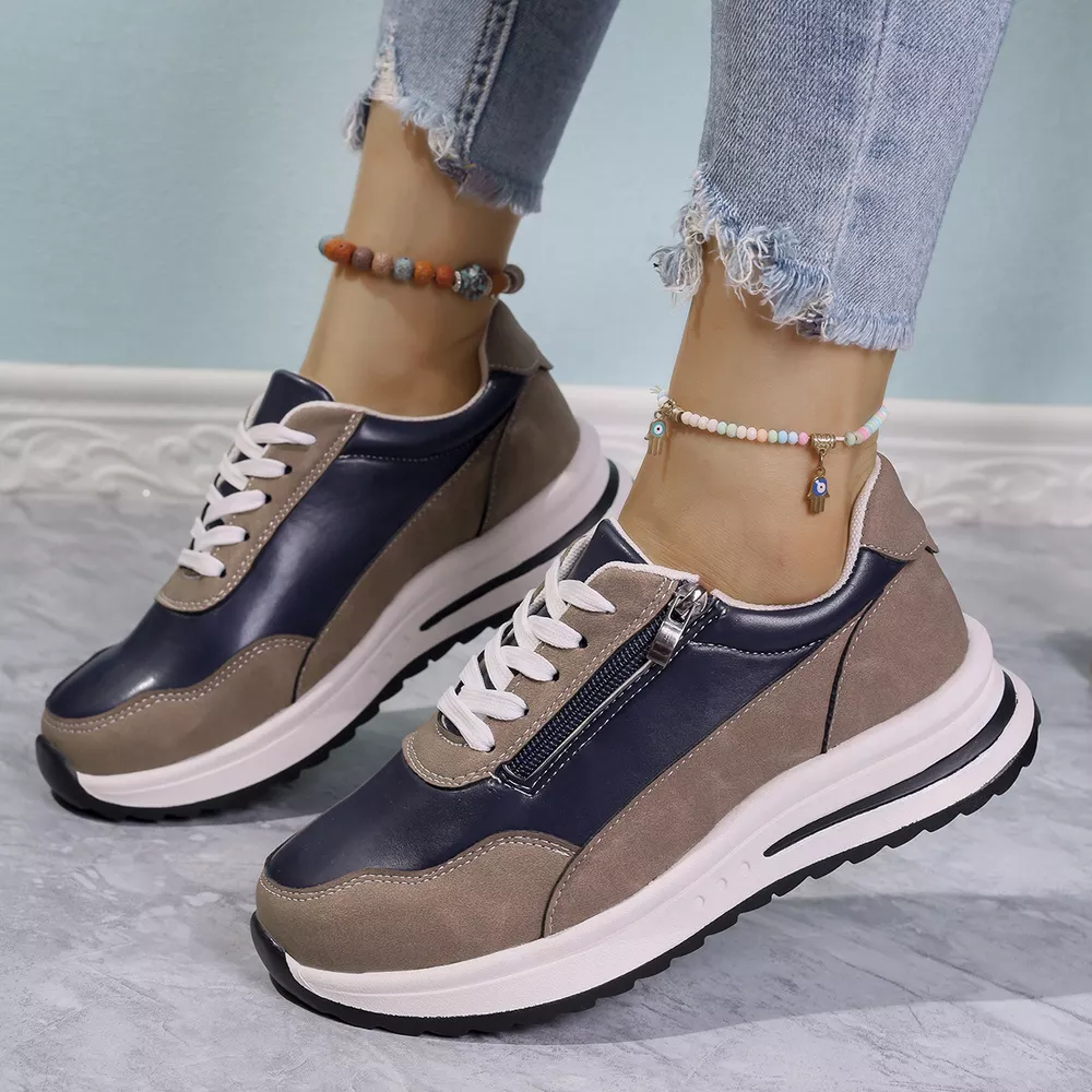 Zipper Detail Lace Up Sneakers, image 5