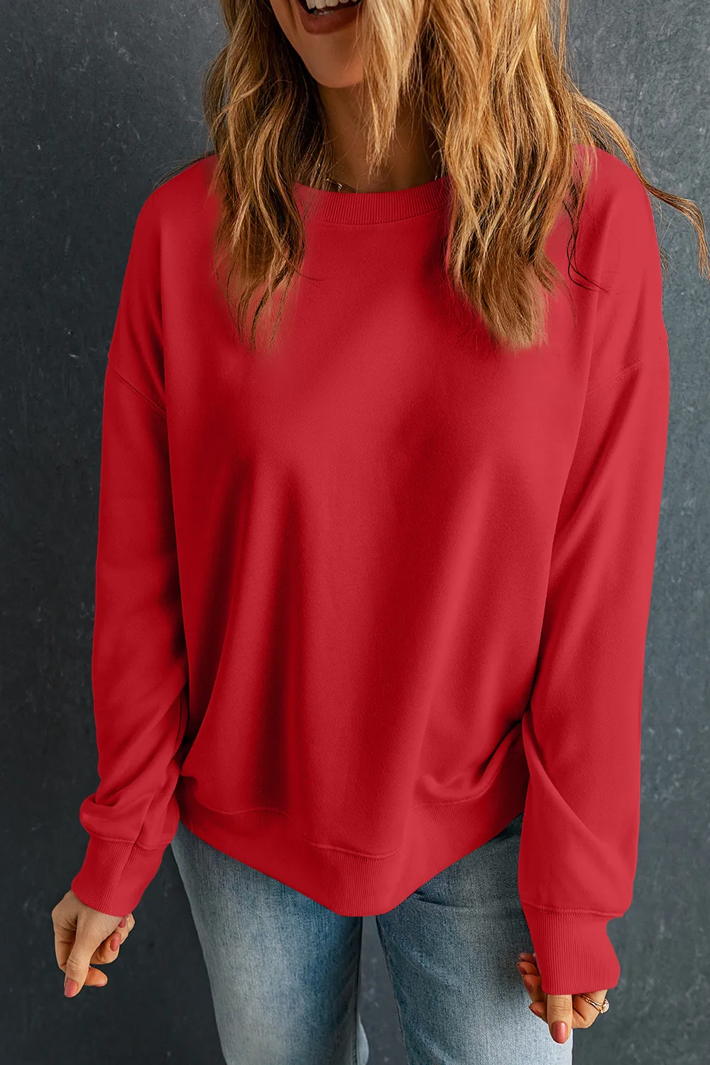 Round Neck Dropped Shoulder Sweatshirt, image 9
