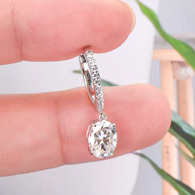 3 Carat Moissanite 925 Sterling Silver Earrings, image 3