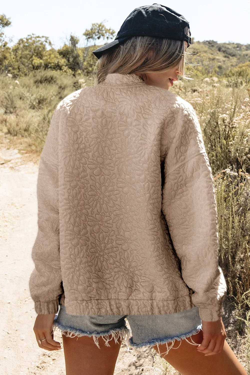 Baseball Collar Floral Quilted Jacket, image 11
