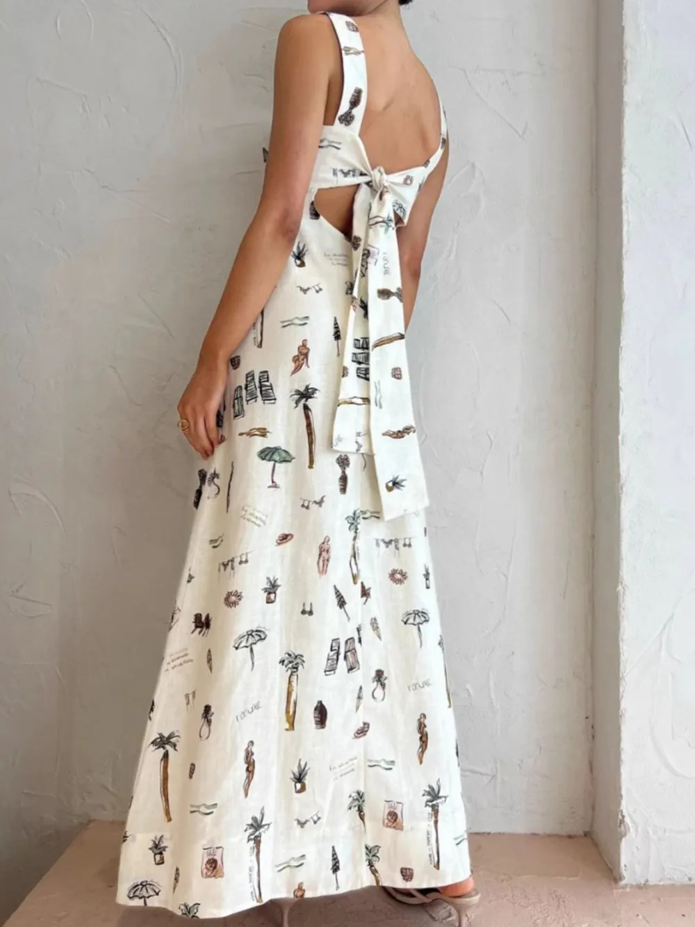 Printed Square Neck Maxi Cami Dress with Pocket, image 4