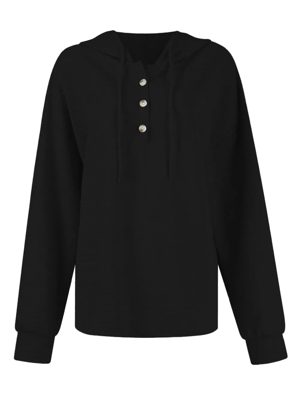 Drawstring Quarter Button Long Sleeve Hoodie, image 5
