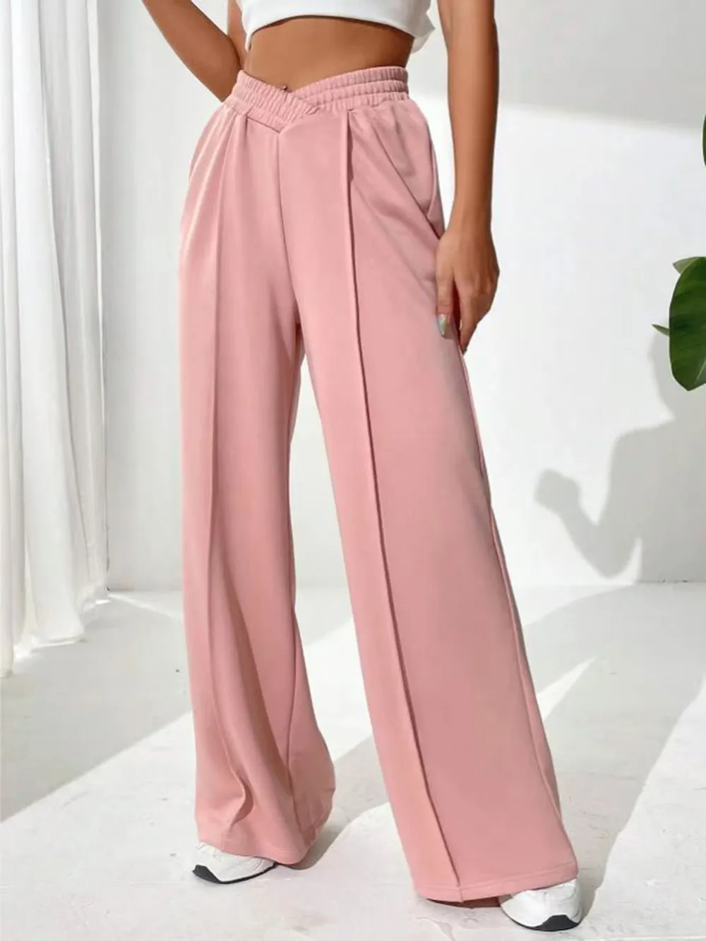 Elastic Waist Wide Leg Pants, image 11
