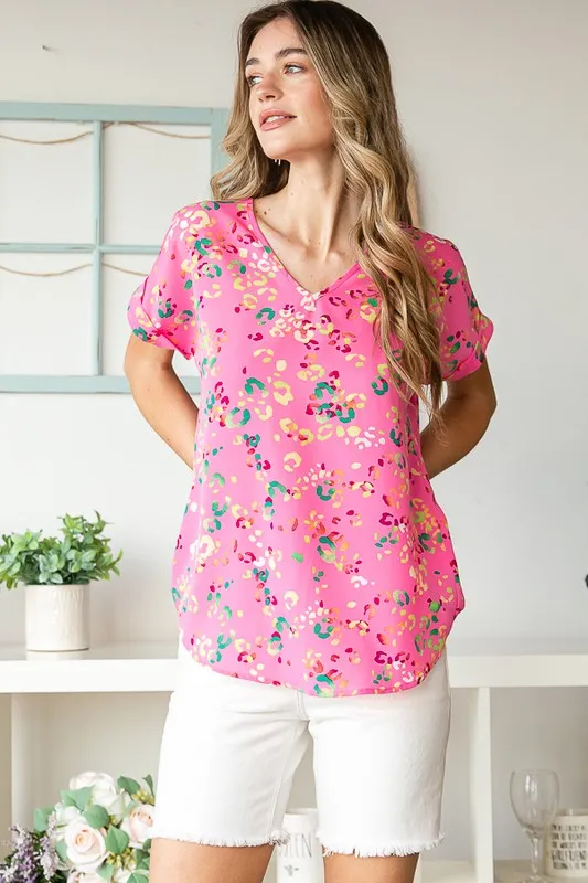 Full Size Animal print V-Neck Short Sleeve T-Shirt Plus Size, image 4