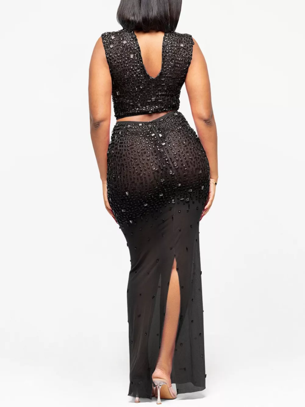 Rhinestone Sleeveless Top and Skirt Set, image 9