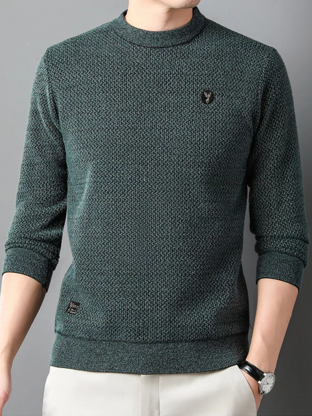 Men's Plus Size Textured Knit Mock Neck Sweater, image 5