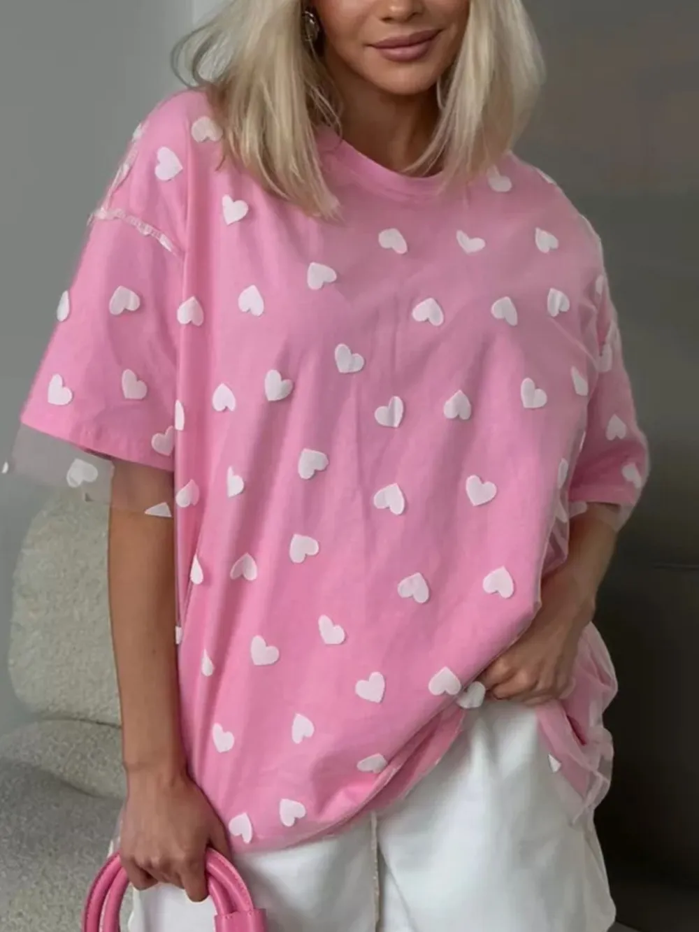 Heart Print Oversized T-Shirt, image 10