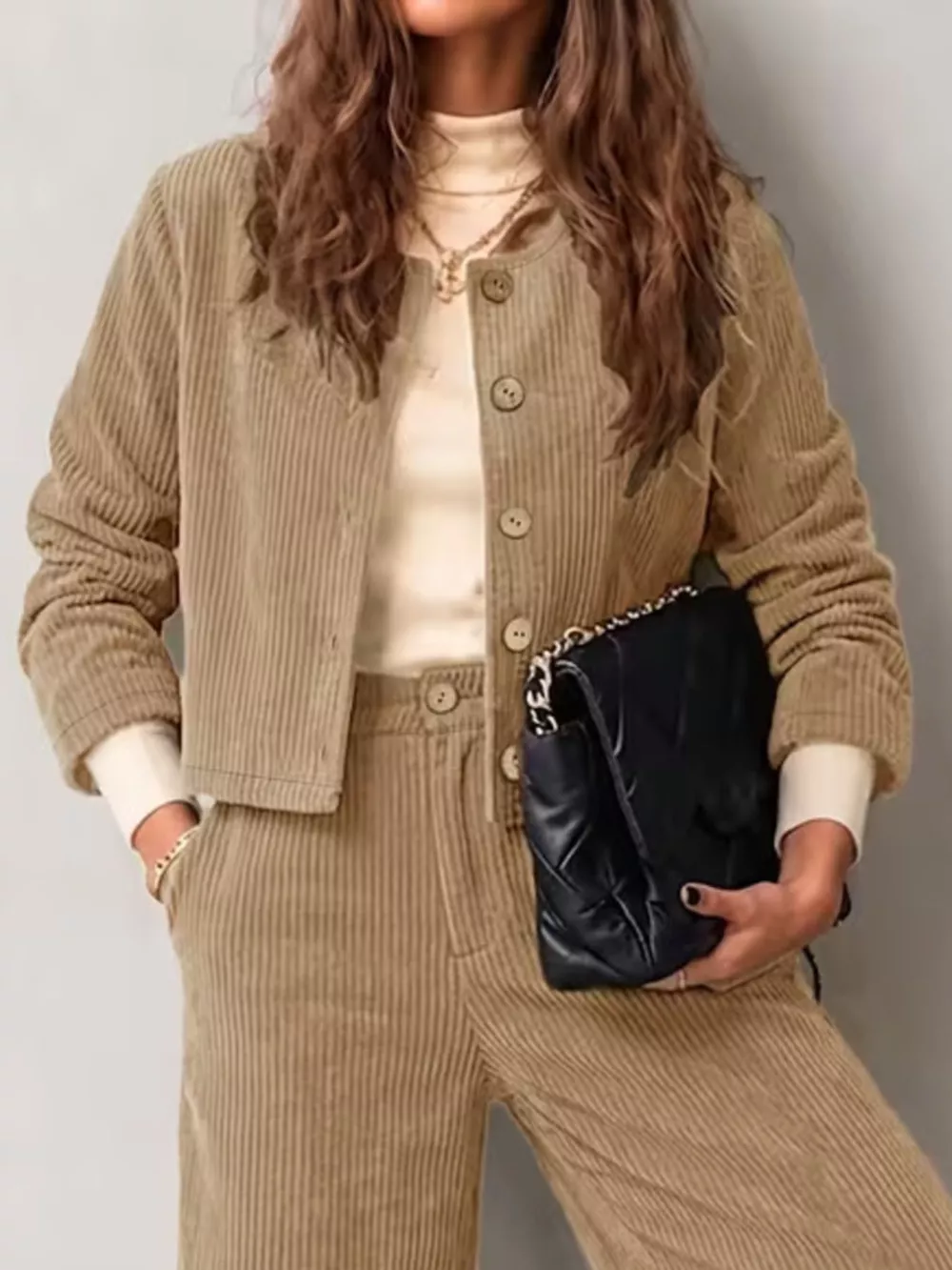 Full Size Corduroy Button-Down Jacket and Wide-Leg Pants Two-Piece Set Plus Size, image 8