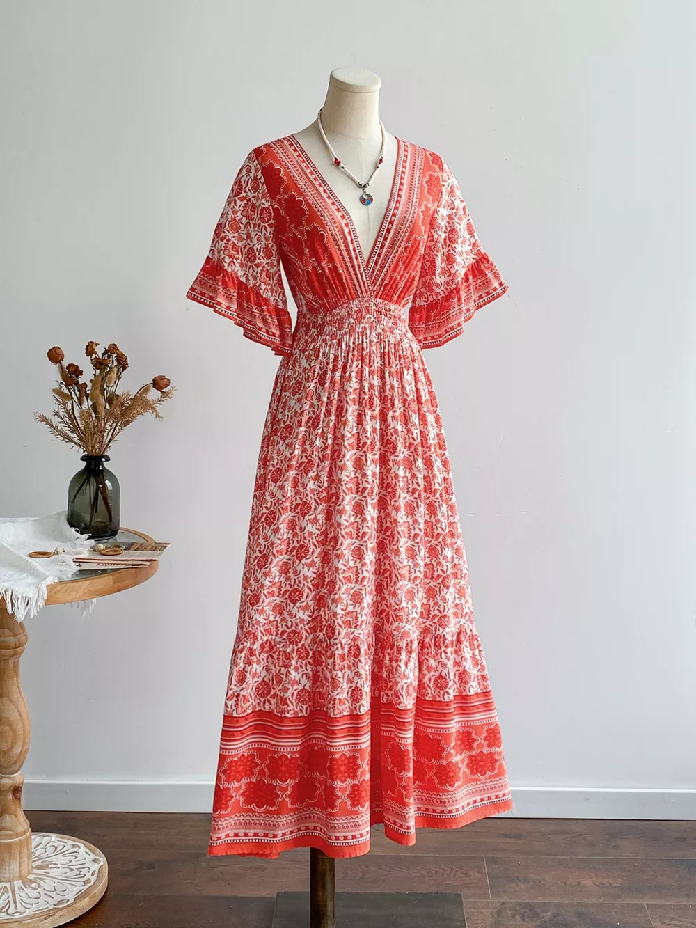 Floral Deep V-Neck Dress, image 4