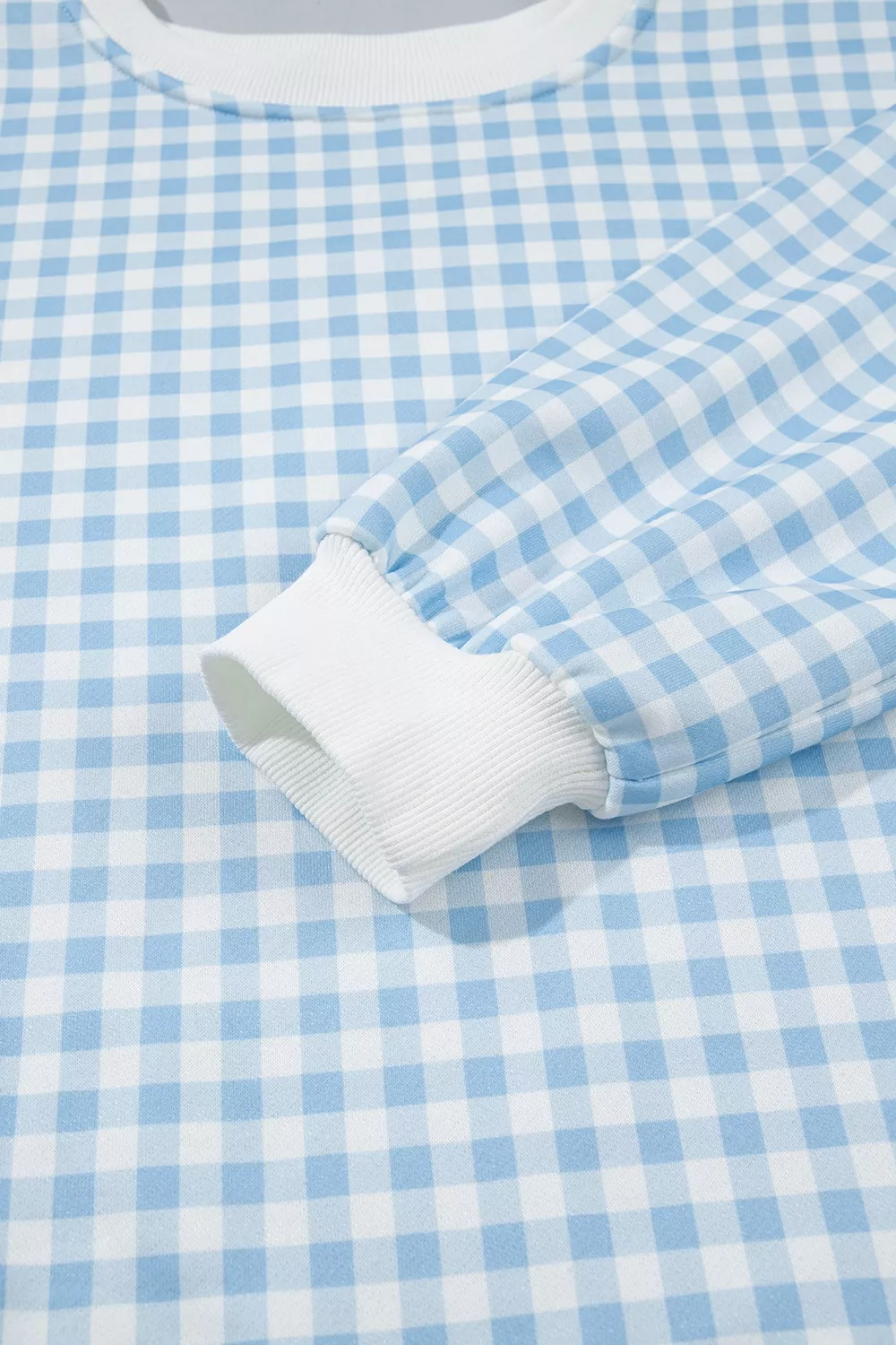 Gingham Long Sleeve Sweatshirt and Shorts Set, image 8