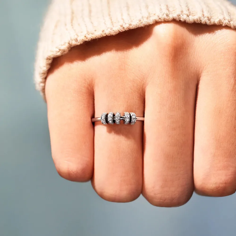Inlaid Zircon 925 Sterling Silver Ring, image 2