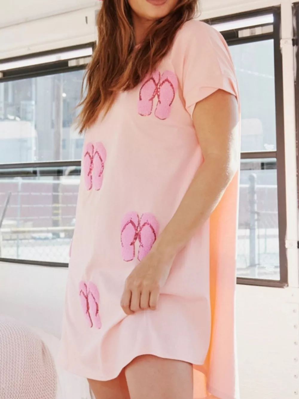 Sequin Short Sleeve Summer Tee Dress, image 5