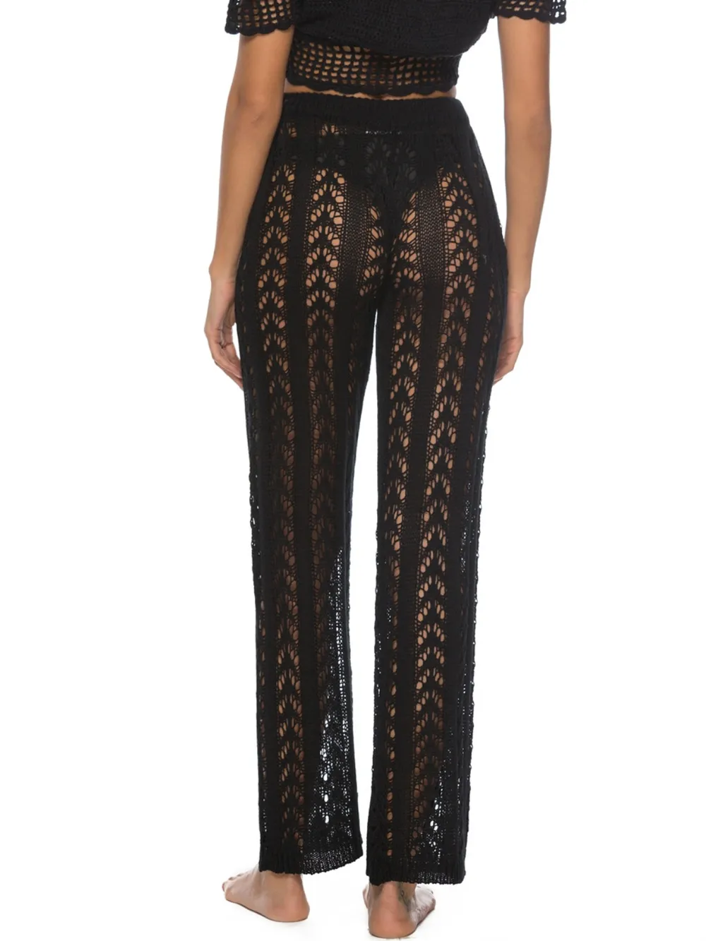 Cutout Drawstring High Waist Swim Pants, image 8